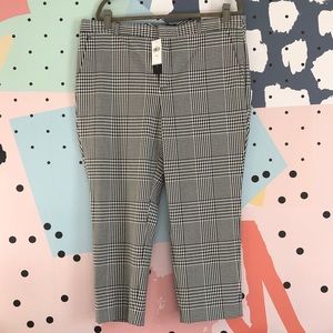 Banana Republic Women’s Avery Ankle Pant, Black & White Plaid, Size 16 Short